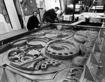 Charles Anderson in his Studio working on Mural for New County Buildings Paisley